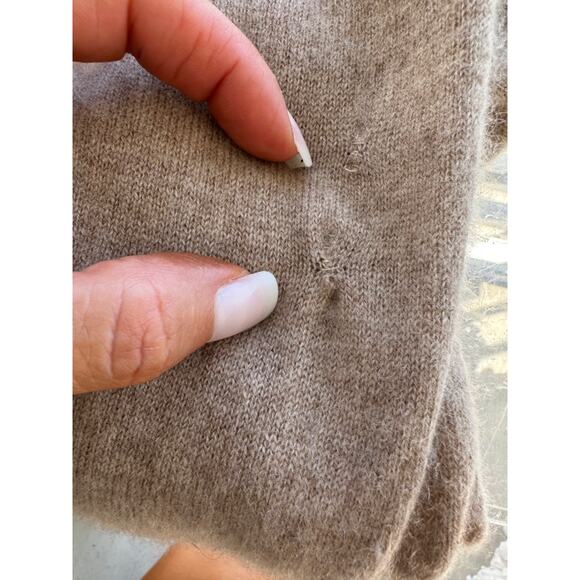 Vintage Garnet Hill XS Taupe Beige Cashmere Open Front Knot Cardigan Sweater - Picture 8 of 9